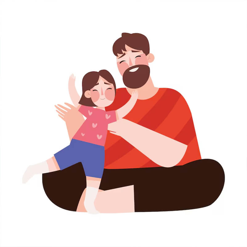 Cute vector image of father and daughter