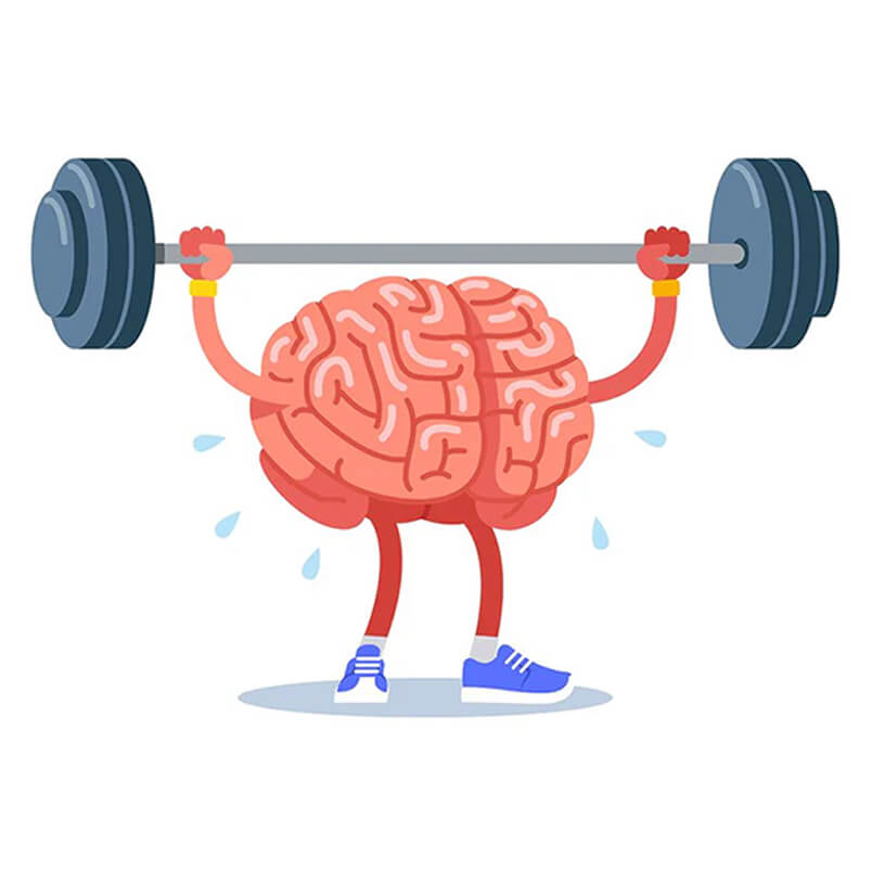 Animated image of Brain lifting dumbbell